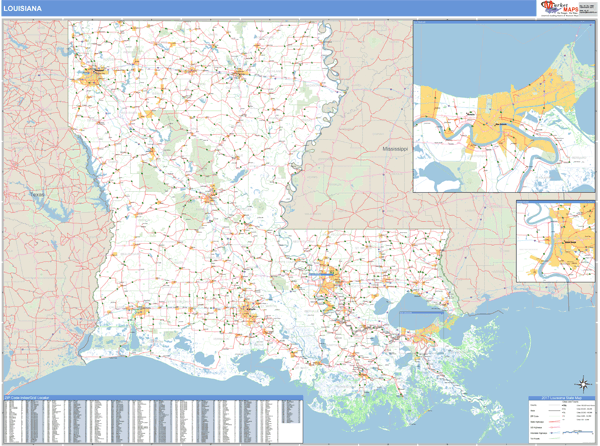 Louisiana Zip Code Wall Map Basic Style By MarketMAPS
