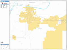 Yuma Arizona Zip Code Wall Map (Basic Style) by MarketMAPS