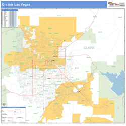 Greater Las Vegas Nevada Zip Code Wall Map (basic Style) By Marketmaps