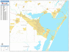 Corpus Christi Texas Zip Code Wall Map (Basic Style) by MarketMAPS