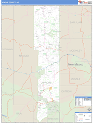 Apache County, AZ Zip Code Wall Map Basic Style by MarketMAPS