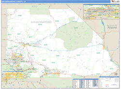 San Bernardino County, CA Zip Code Wall Map Basic Style By MarketMAPS