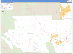 Fremont County, CO Zip Code Wall Map Basic Style by MarketMAPS