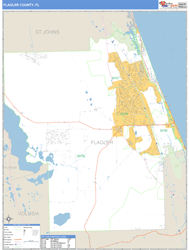 Flagler County, FL Zip Code Wall Map Basic Style by MarketMAPS