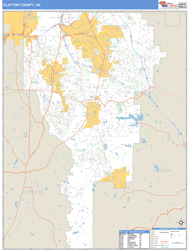 Clayton County GA Zip Code Wall Map Basic Style By MarketMAPS