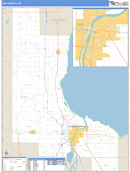 Bay County, Mi Zip Code Wall Map Basic Style By Marketmaps