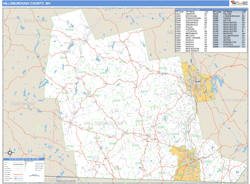 Hillsborough County NH Zip Code Wall Map Basic Style By MarketMAPS