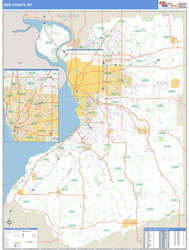 Erie County, NY Zip Code Wall Map Basic Style By MarketMAPS