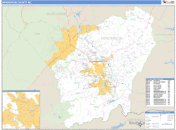 zip map county henderson code nc wall maps basic carolina north