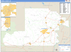 Yamhill County, OR Zip Code Wall Map Basic Style by MarketMAPS