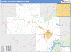 Bloomington, In Metro Area Zip Code Wall Map Basic Style By Marketmaps