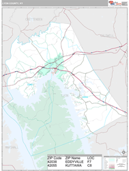county lyon zip map ky wall code maps kentucky