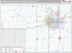 Des Moines IA Metro Area Zip Code Wall Map Premium Style By MarketMAPS