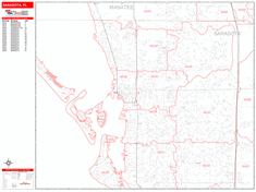 Sarasota Florida Zip Code Wall Map (red Line Style) By Marketmaps