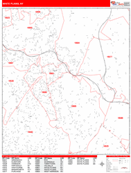 White Plains New York Zip Code Wall Map (Red Line Style) by MarketMAPS