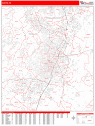 Austin Zip Code Wall Map