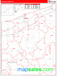 Ashtabula County, OH Zip Code Wall Map Red Line Style By MarketMAPS