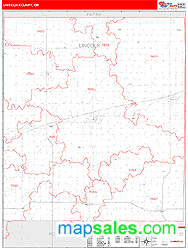 Lincoln County, OK Wall Map Red Line Style by MarketMAPS