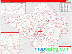 Berks County, PA Zip Code Wall Map Red Line Style by MarketMAPS