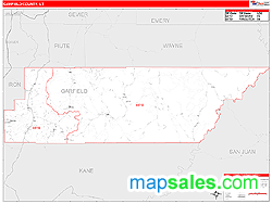 Garfield County UT Zip Code Wall Map Red Line Style By MarketMAPS