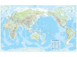 World Political Pacific Centred Wall Map Laminated In Tube By Hema Maps