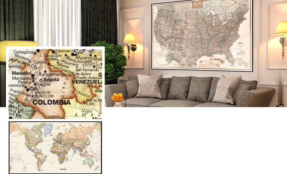 Wall Map Décor Inspired by HGTV's Top Color Trends for Fall