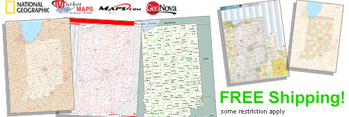 World's largest selection of Indiana Wall Maps