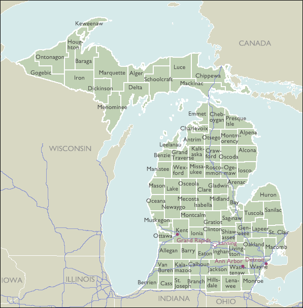 Zip Code Map Michigan Color 2018 8216