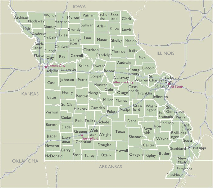 Mo Zip Codes Map Missouri County Zip Code Wall Maps