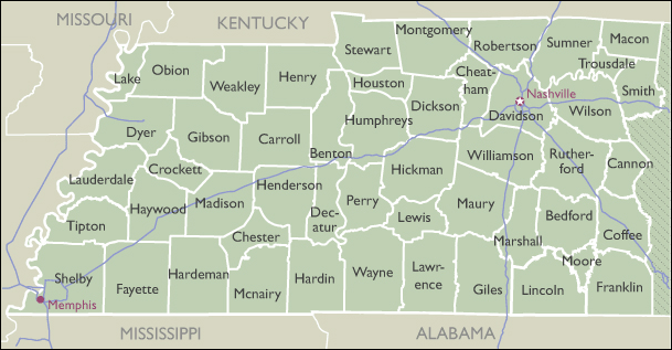 County Wall Maps of Tennessee