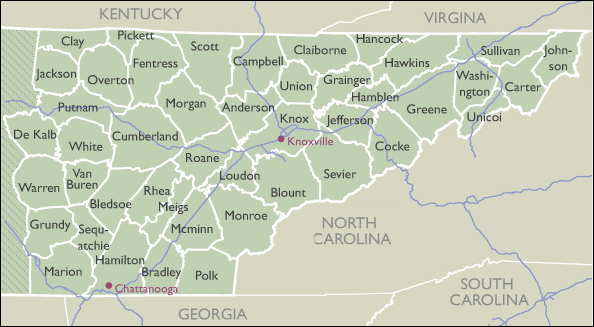 County Wall Maps of Tennessee