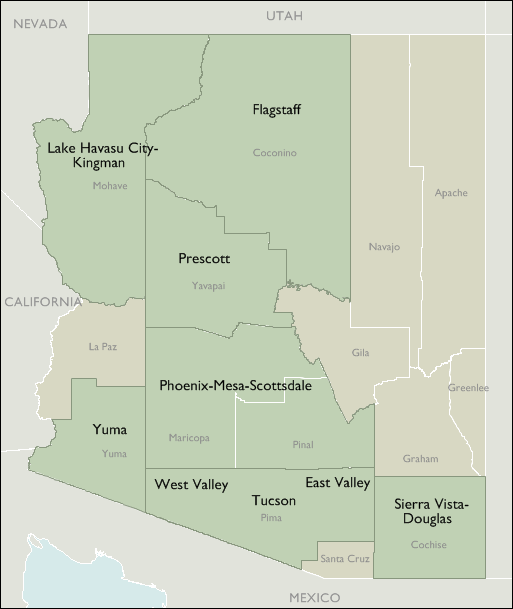 Metro Area Wall Maps of Arizona