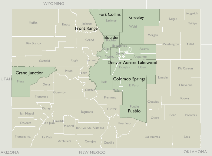 Metro Area Wall Maps of Colorado