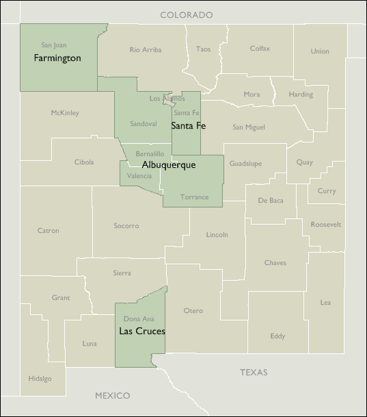 Metro Area Wall Maps of New Mexico