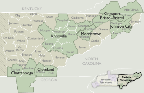 Metro Area Wall Maps of Tennessee