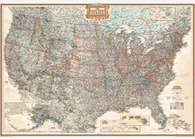 US Executive Wall Map (Antique Tones)