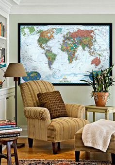 Shop for interior decor wall maps by room.