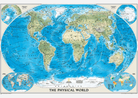 National Geographic Physical World Wall Map