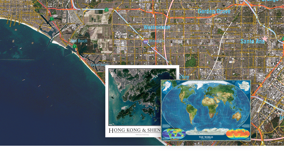Satellite Wall Maps for anywhere in the world with Crystal Clear Satellite Imagery