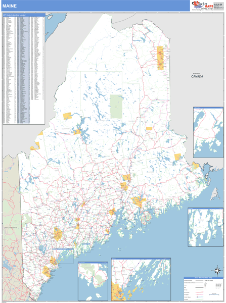 Maine Zip Code Wall Map Basic Style by MarketMAPS