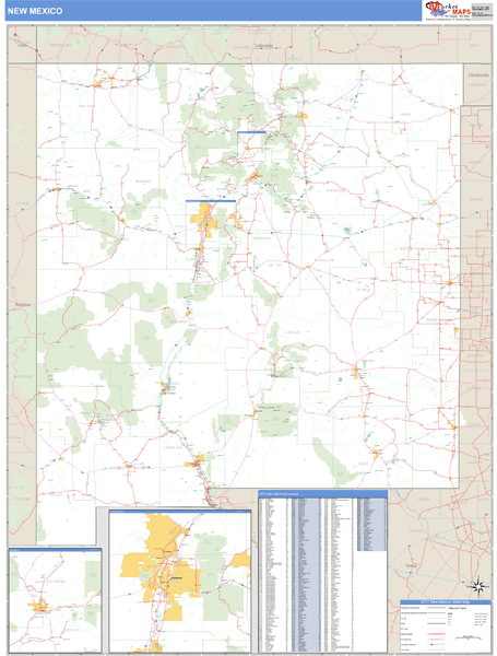 New Mexico Zip Code Wall Map Basic Style By Marketmaps 5348