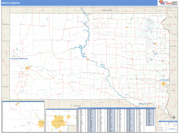 South Dakota Zip Code Wall Map Basic Style by MarketMAPS