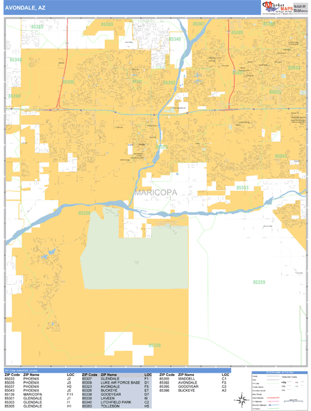 Avondale Az Zip Code Map Avondale Arizona Zip Code Wall Map (Basic Style) By Marketmaps - Mapsales