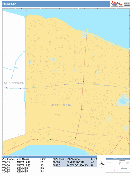 Kenner Zip Code Map Kenner Louisiana Zip Code Wall Map (Basic Style) By Marketmaps - Mapsales