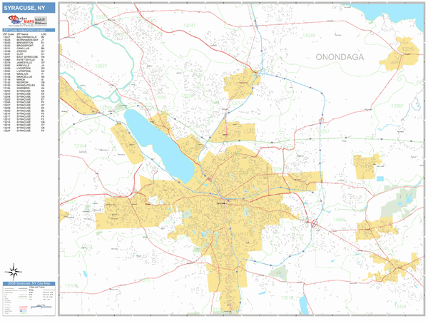 syracuse-new-york-zip-code-wall-map-basic-style-by-marketmaps