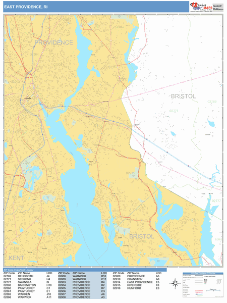 East Providence Zip Code Map East Providence Rhode Island Zip Code Wall Map (Basic Style) By Marketmaps  - Mapsales