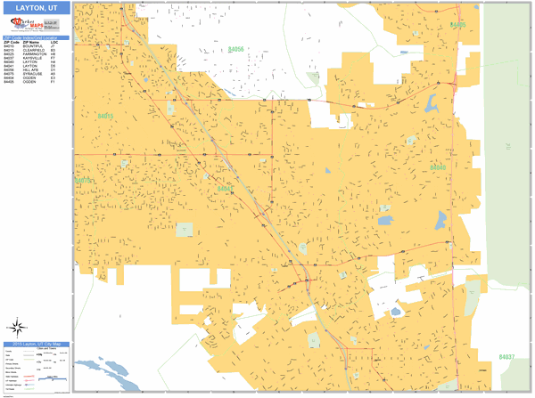 Layton Utah Zip Code Wall Map (Basic Style) by MarketMAPS