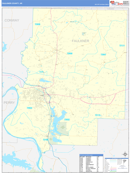 Faulkner County Ar Wall Map Basic Style By Marketmaps 