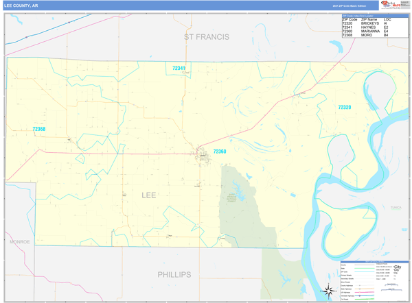 Lee County Zip Code Map Large 7973