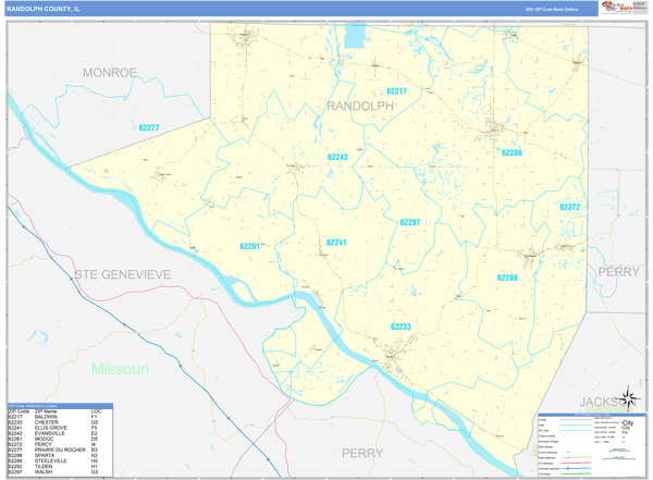 Randolph County, Il Wall Map Basic Style By Marketmaps